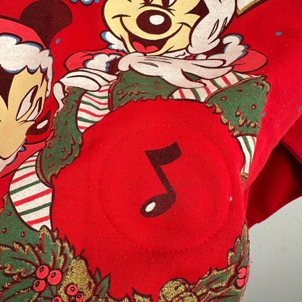 Disney Mickey Minnie Mouse Happy Holidays Christmas Sweatshirt Adult Medium Red - Picture 7 of 8